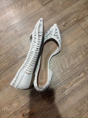 INC International Concepts White Woven Pointed D'Orsay Flats